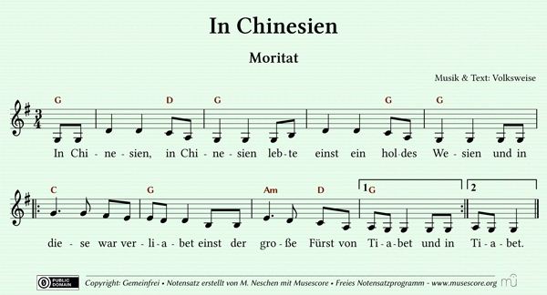 Noten Score - Score: In Chinesien